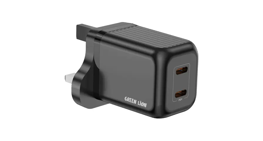 Green Lion Ultra Compact GaN Wall Charger Dual PD 45W - Black 1 Green Lion Ultra Compact GaN Wall Charger Dual PD 45W - Black