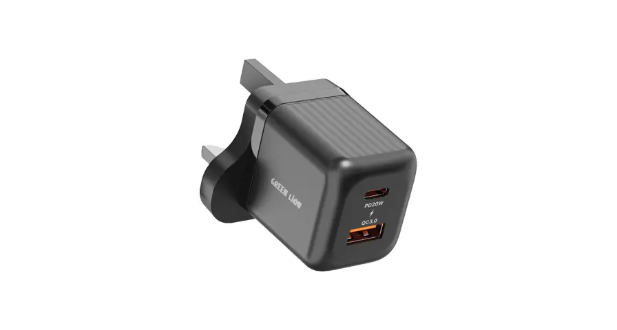 Green Lion Ultra Compact GaN Wall Charger UK Pin A+C 20W (with C to C / C to L Cable) - Black 1 Green Lion Ultra Compact GaN Wall Charger UK Pin A+C 20W (with C to C / C to L Cable) - Black